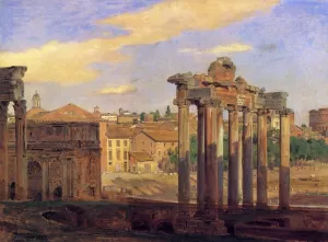 The Arch of Septumius Severus and the Temple of Concord by Constantin Hansen Oil Painting