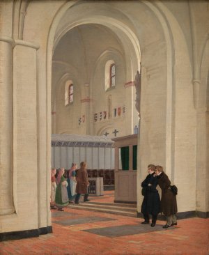 The Interior of St Bendt's Church at Ringsted by Constantin Hansen Oil Painting