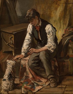 Organ Grinder by Constantin Meunier Oil Painting