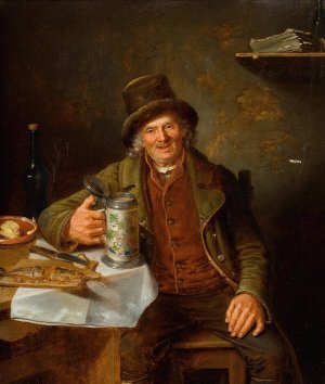 The Thirsty Old Man by Constantin Schroeter Oil Painting