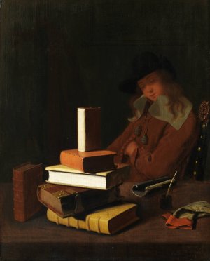 The Sleeping Student by Constantin Verhout Oil Painting