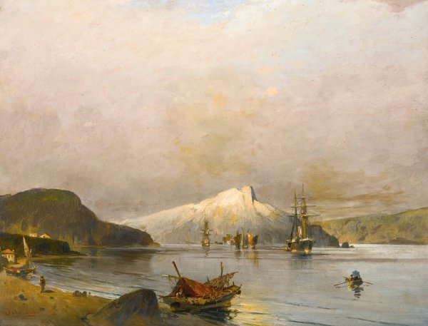 Main Product Photo of A coastal bay Painting by Constantinos Volanakis