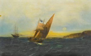 Sailing off the coast by Constantinos Volanakis Oil Painting