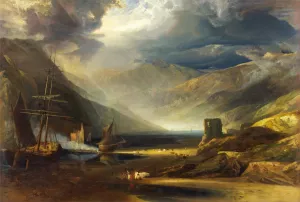 A Scene on the Coast, Merionethshire, Storm Passing Off Oil painting by Copley Fielding