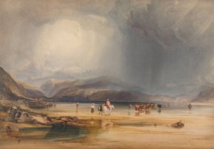 A View of Snowdon from the Sands of Traeth Mawr, taken at the Ford Between Pont Aberglaslyn and Tremadoc by Copley Fielding Oil Painting