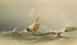 Bridlington Harbour by Copley Fielding Oil Painting