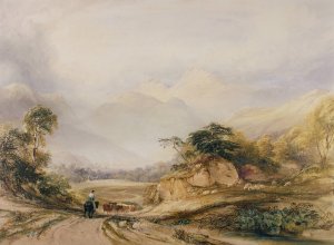 Langdale Pikes by Copley Fielding Oil Painting