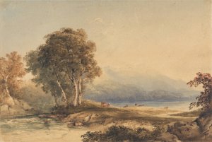 Mountainous Landscape with Lake and Stream by Copley Fielding Oil Painting