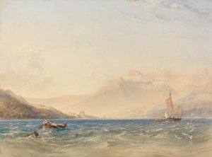 The Head of Loch Fyne, with Dindarra Castle by Copley Fielding Oil Painting
