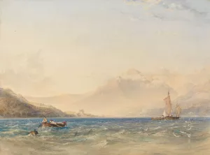 The Head of Loch Fyne, with Dindarra Castle Oil painting by Copley Fielding