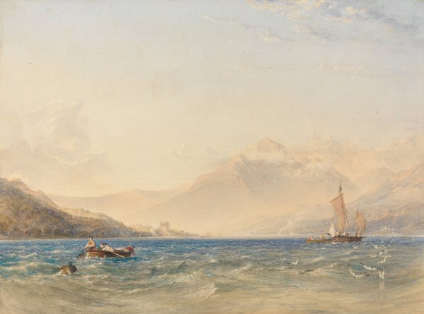 The Head of Loch Fyne, with Dindarra Castle  by Copley Fielding - Hand-Painted Oil Painting Reproduction