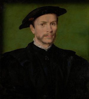 Portrait of a Bearded Man in Black by Corneille De Lyon Oil Painting