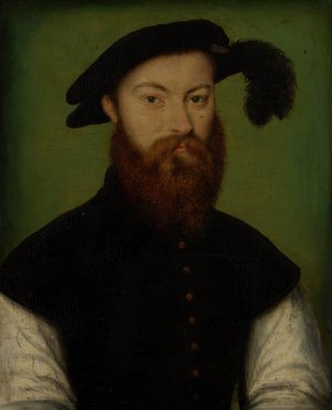 Portrait of a Man with a Black-Plumed Hat by Corneille De Lyon Oil Painting