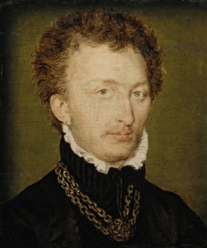 Portrait of a Man with a Gold Chain by Corneille De Lyon Oil Painting
