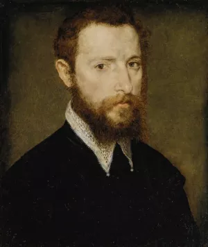 Portrait of a Man with a Pointed Collar by Corneille De Lyon Oil Painting