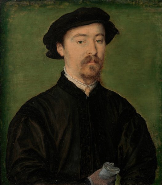 Main Product Photo of Portrait of a Man with Gloves  Painting by Corneille De Lyon