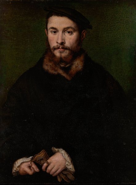 Main Product Photo of Portrait of a Man with Gloves  Painting by Corneille De Lyon