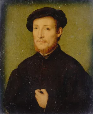 Portrait of a Man with His Hand on His Chest by Corneille De Lyon Oil Painting