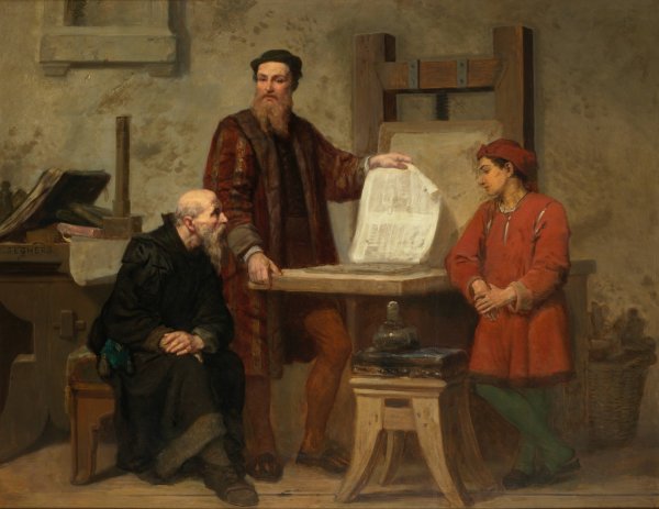 De uitvinding van de boekdrukkunst  by Corneille Seghers - Hand-Painted Oil Painting Reproduction