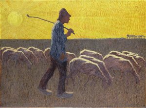 Shepherd with Sheep by Cornelis Albert Van Assendelft Oil Painting