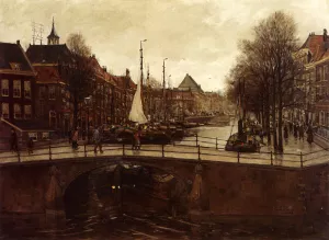 A View Of Het Zieken, The Hague Oil painting by Cornelis Antoni Van Waning