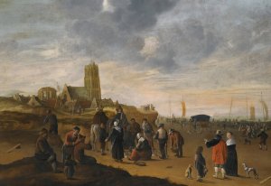 A View Of The Beach At Scheveningen by Cornelis Beelt Oil Painting