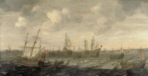 The Dutch Herring Fleet under Sail by Cornelis Beelt Oil Painting