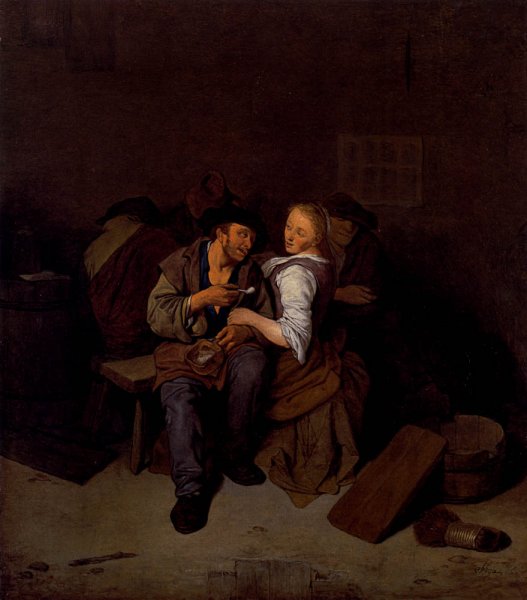 Main Product Photo of An Amorous Couple in a Tavern Painting by Cornelis Bega