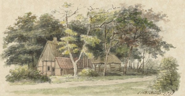 Boerderij tussen bomen  by Cornelis Bernardus Buijs - Hand-Painted Oil Painting Reproduction