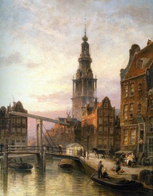 The Zuider Kerk at Dusk, Amsterdam by Cornelis Christiaan Dommelshuizen Oil Painting