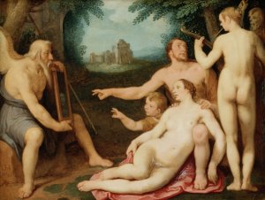 The Mirror of Time by Cornelis Cornelisz Van Haarlem Oil Painting