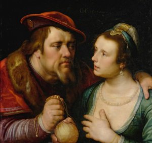 The Unequal Lovers by Cornelis Cornelisz Van Haarlem Oil Painting
