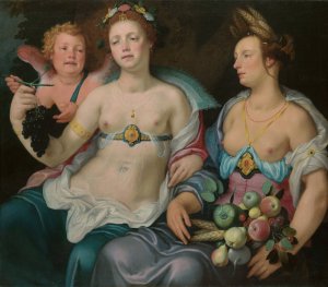Venus, Cupid and Ceres by Cornelis Cornelisz Van Haarlem Oil Painting