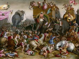 The Battle of Zama by Cornelis Cort Oil Painting