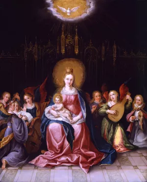 Virgin and Child Enthroned Oil painting by Cornelis De Baellieur