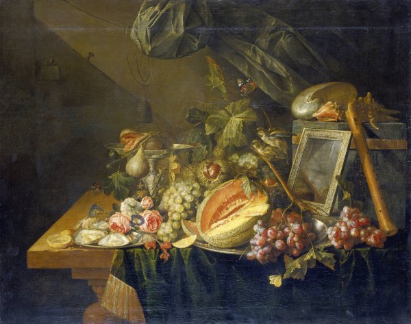 Still Life With Copulating Sparrows  by Cornelis De Heem - Hand-Painted Oil Painting Reproduction
