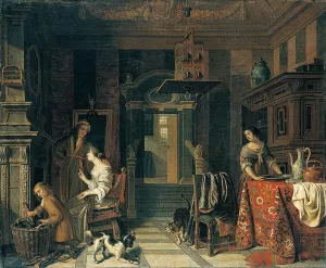 Interior of a Townhouse by Cornelis De Man - Oil Painting Reproduction