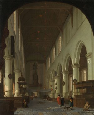 Interior of the Oude Kerk in Delft from the Choir toward the Portal by Cornelis De Man Oil Painting