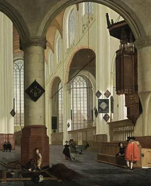 Interior of the Oude Kerk in Delft by Cornelis De Man - Oil Painting Reproduction
