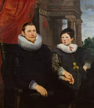 Portrait of a Father with his Son by Cornelis De Vos Oil Painting
