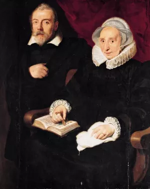 Portrait of Elisabeth Mertens and Her Late Husband by Cornelis De Vos - Oil Painting Reproduction
