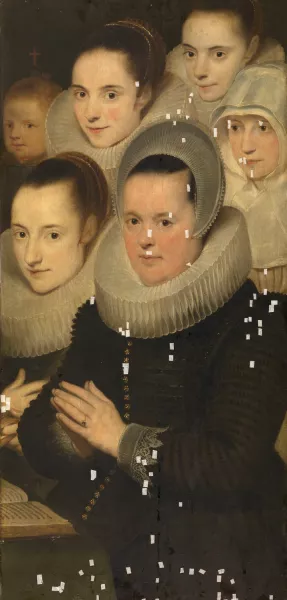 Wife of the donor with five daughters by Cornelis De Vos Oil Painting