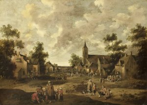 Village Street by Cornelis Droochsloot Oil Painting