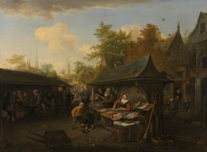 Fish Market by Cornelis Dusart Oil Painting