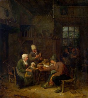 Interior by Cornelis Dusart Oil Painting