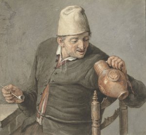 Roker, kijkend in een kruik by Cornelis Dusart Oil Painting