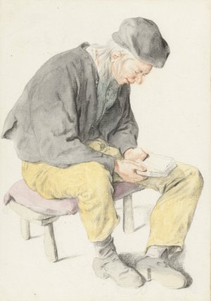 Seated Man Reading, Facing Right Oil painting by Cornelis Dusart