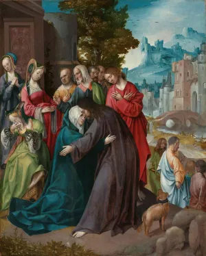 Christ Taking Leave of his Mother Oil painting by Cornelis Engebrechtsz