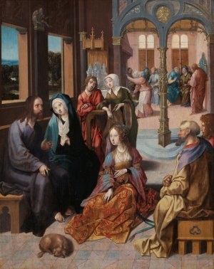 Christ's Second Visit to the House of Mary and Martha by Cornelis Engebrechtsz Oil Painting