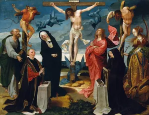 The Crucifixion with Donors and Saints Peter and Margaret Oil painting by Cornelis Engebrechtsz